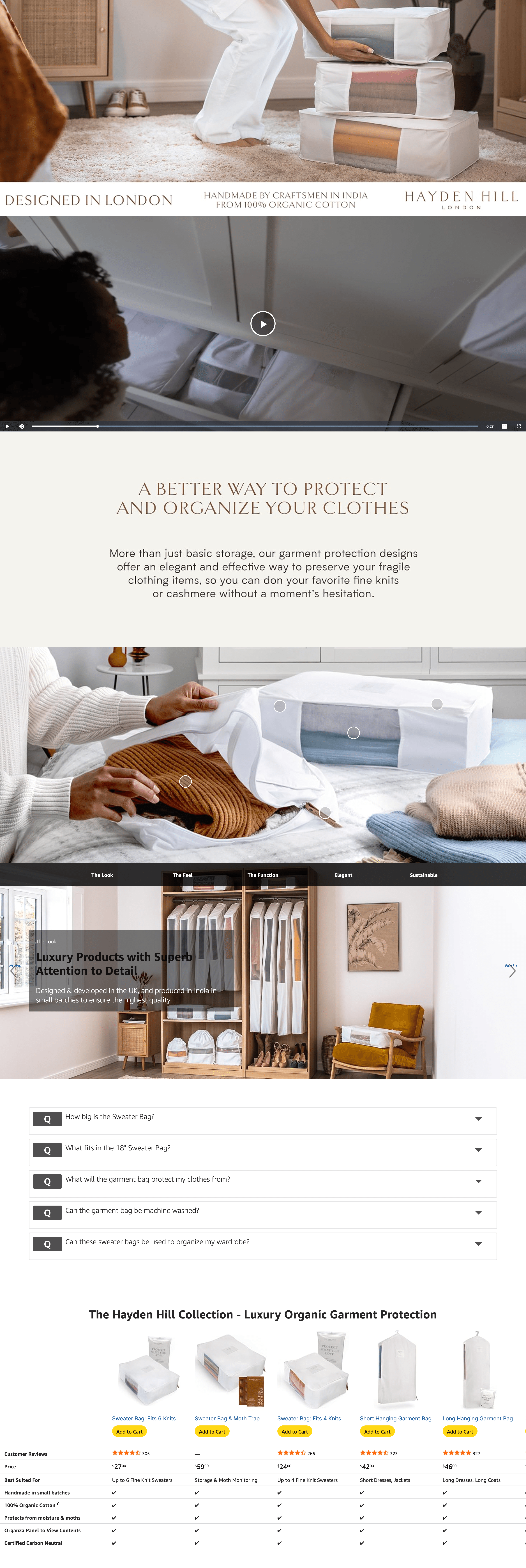 A+ Premium for Amazon.com: Hayden Hill Luxury Organic Cotton Sweater Storage Bag