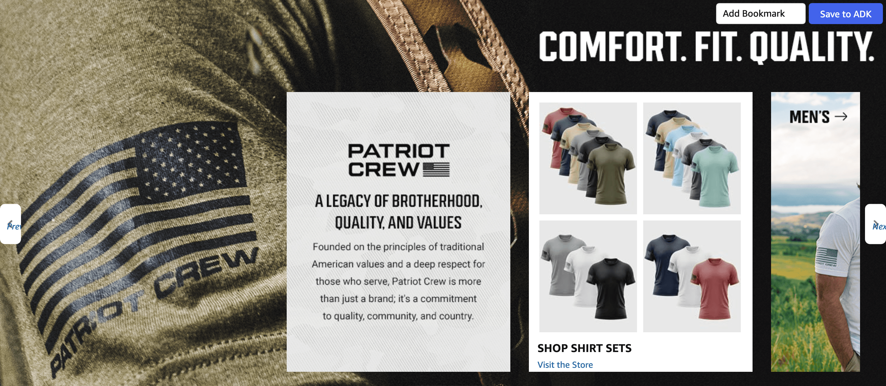Brand Stories for Amazon.com: Patriot Crew Men's Fresh T-Shirt