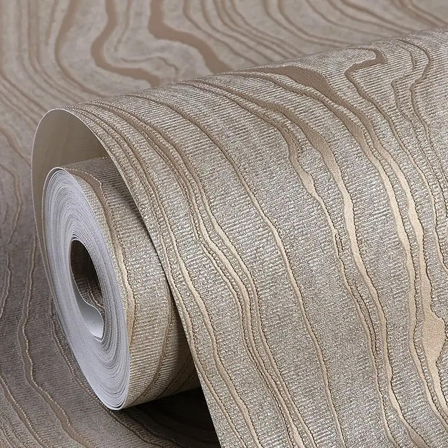 Flarnadox Gold Khaki Wood Peel and Stick Wallpaper Stripe: Hero Images