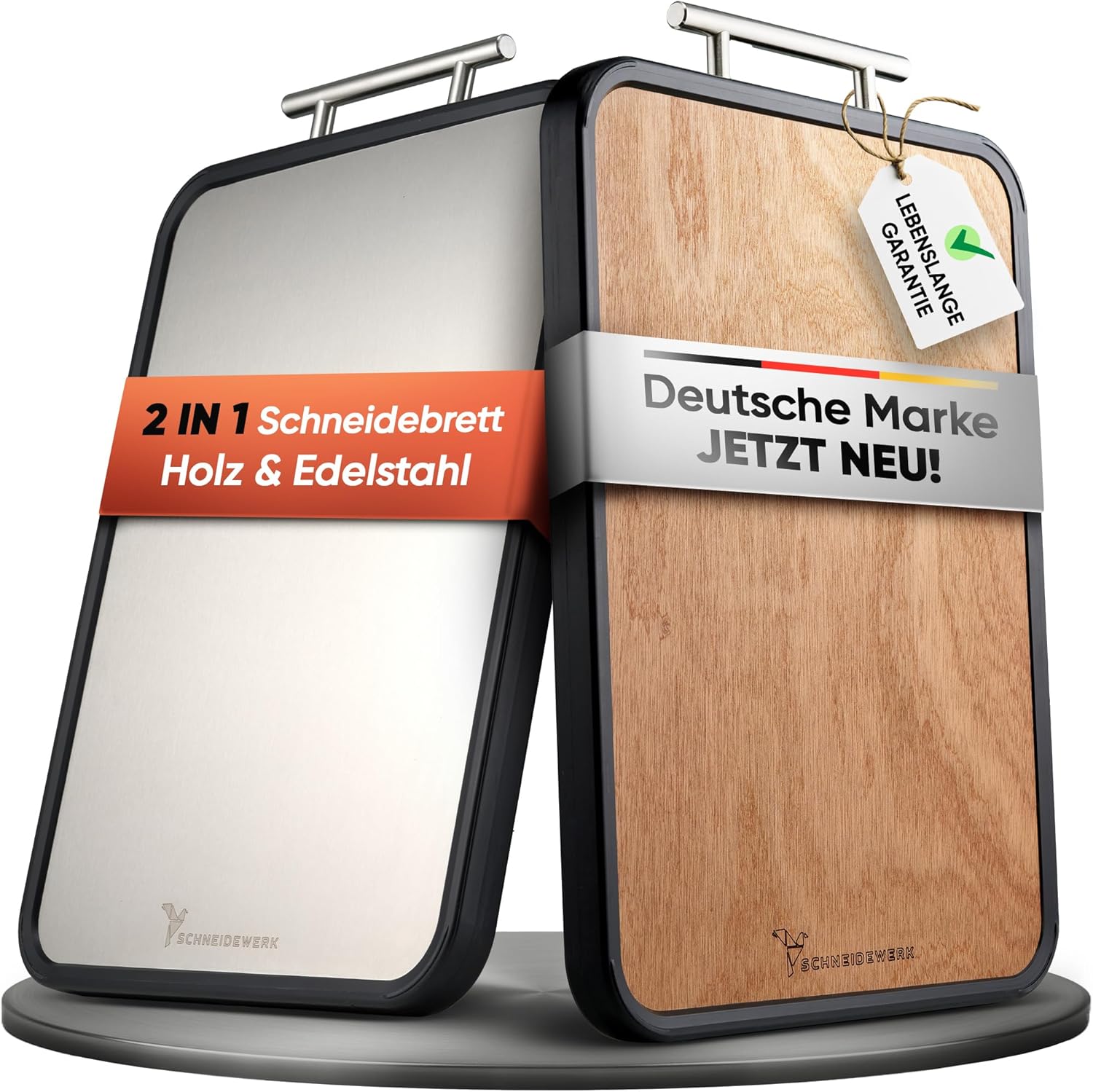 Doppelseitiges Schneidebrett Holz & Edelstahl: Hero Images