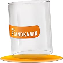Showcases the transparent glass construction of the product, emphasizing its simple and elegant design. Highlights the product name with an orange label, drawing attention to the brand and product…