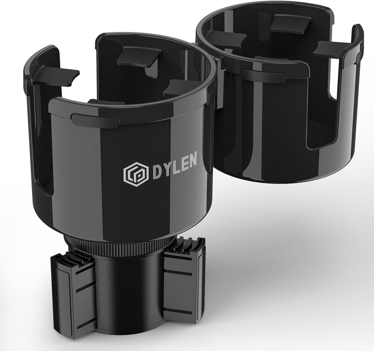 Showcases the product's design and functionality as car cup holders. Demonstrates that the product comes as a set of two cup holders.