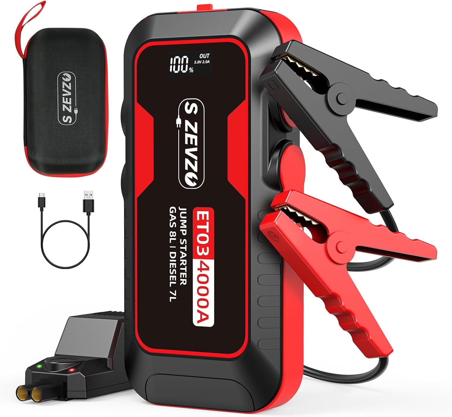 Hero Images for S ZEVZO ET03 Car Jump Starter 4000A Jump Starter Battery Pack for Up to 8.0L Gas and…