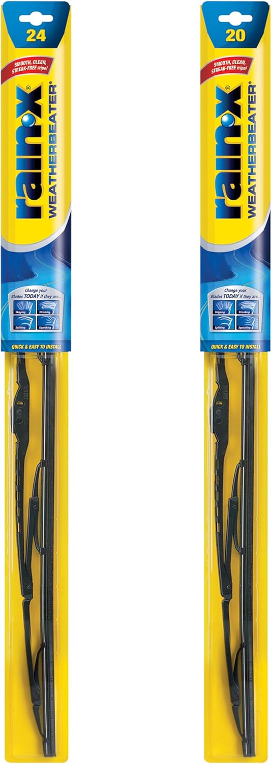 Shows two different sizes of windshield wipers available, allowing customers to choose the appropriate size for their vehicle. Displays two different length options (24 inch and 20 inch) of the same…