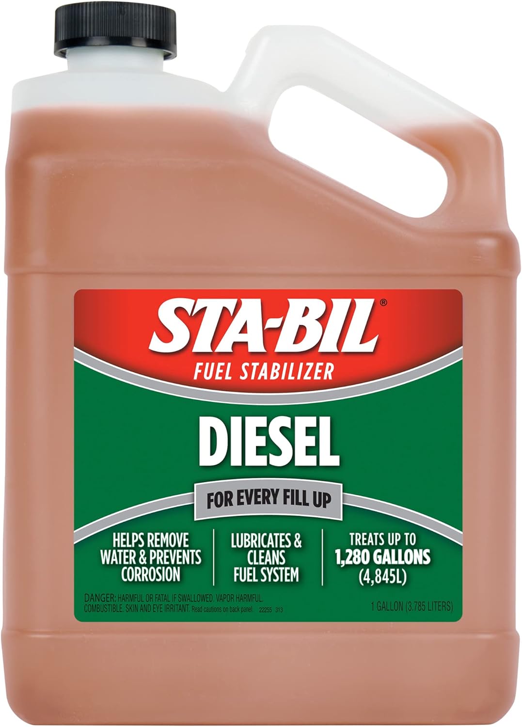Shows the product container and label clearly to identify the item and its primary use for diesel fuel stabilization. Displays the full product packaging to show the volume and convenient handle for…
