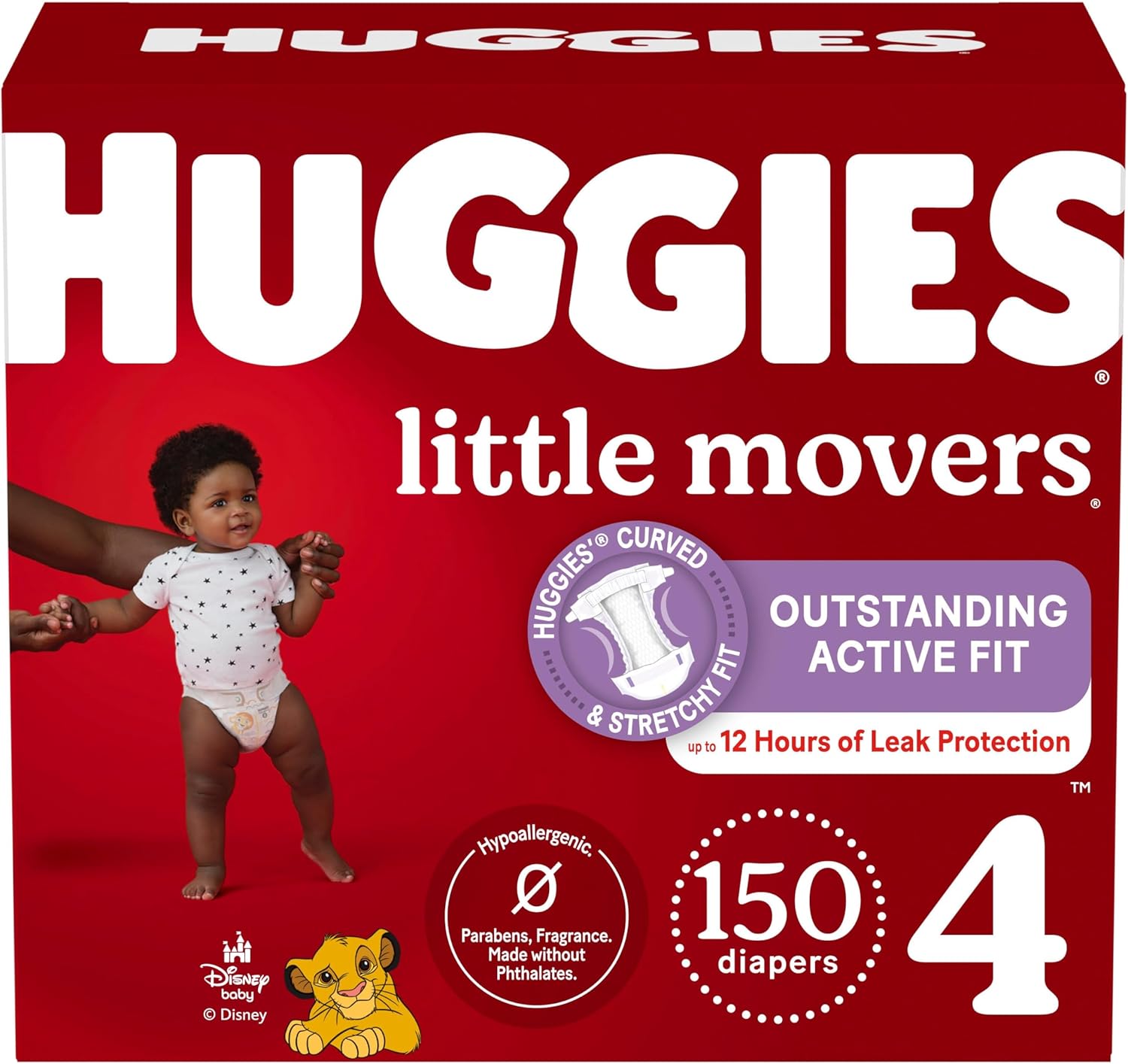 Showcases the product packaging to highlight key features and reinforce brand recognition for Huggies diapers.