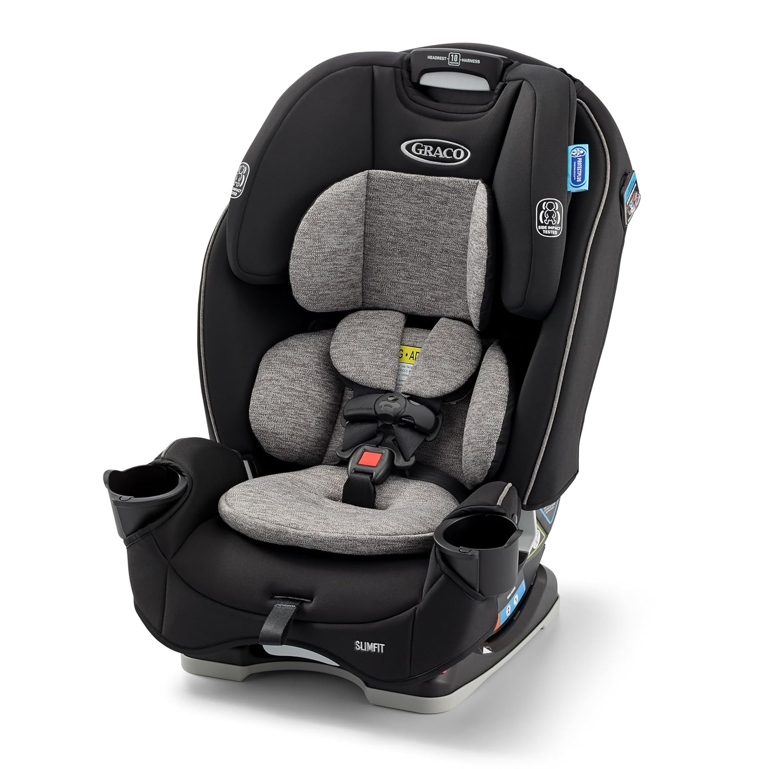 Showcases the Graco car seat's design and safety features to reassure parents about child protection during travel.