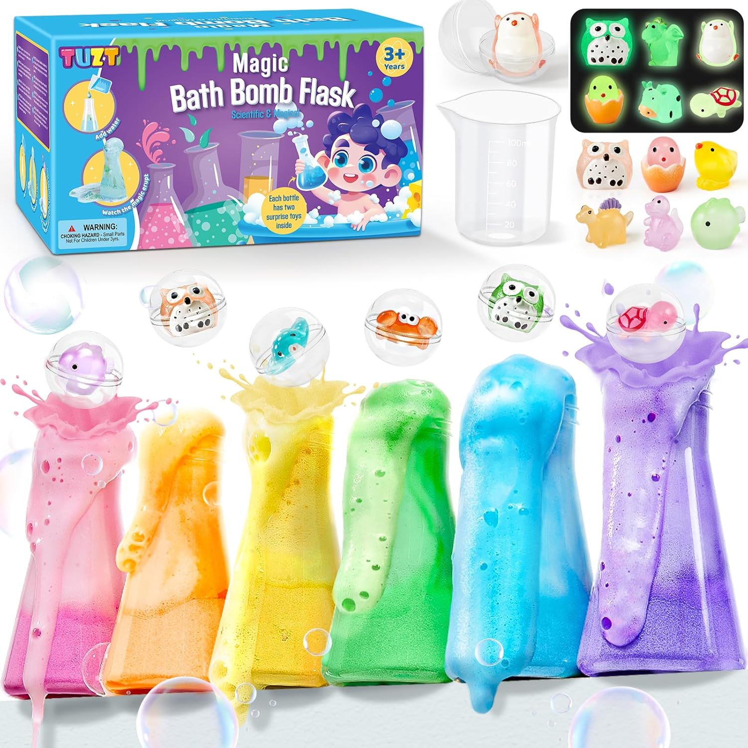 Kids Bath Bombs Potions Kit with 12PCS Surprise Toys Inside & 6PCS Bubble Bath Bottles…: Hero Images
