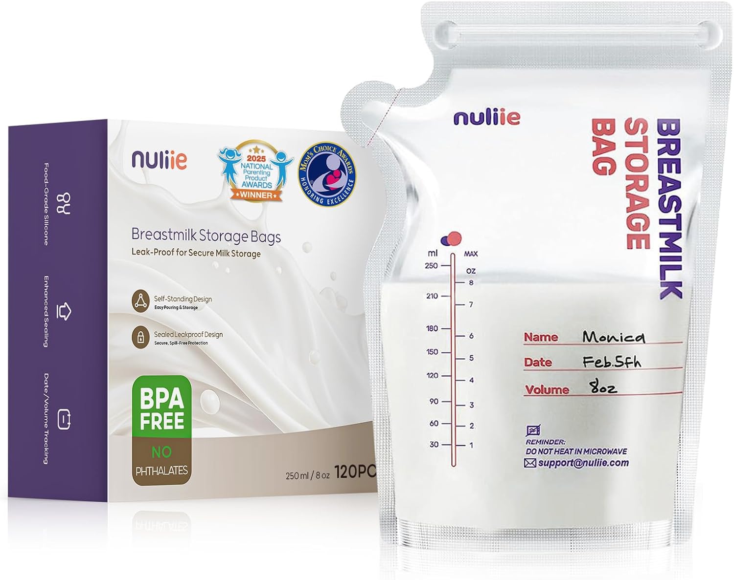 Showcases the product's packaging and an individual storage bag to demonstrate its design and features. Displays both the retail packaging and a filled sample bag to give customers a clear idea of…