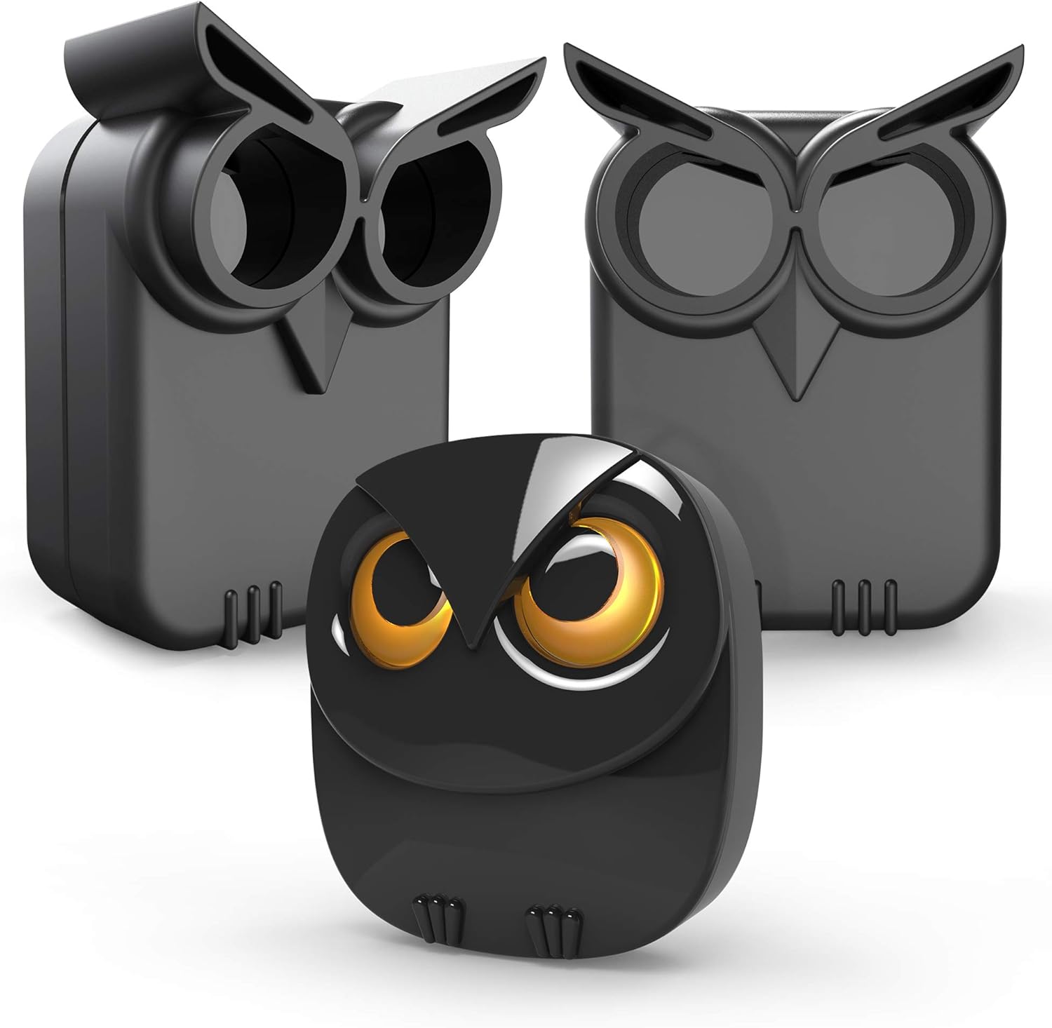 Showcases the unique owl-inspired design of the product and displays multiple color/style options available. Presents different color and style options of the owl-shaped product to highlight…