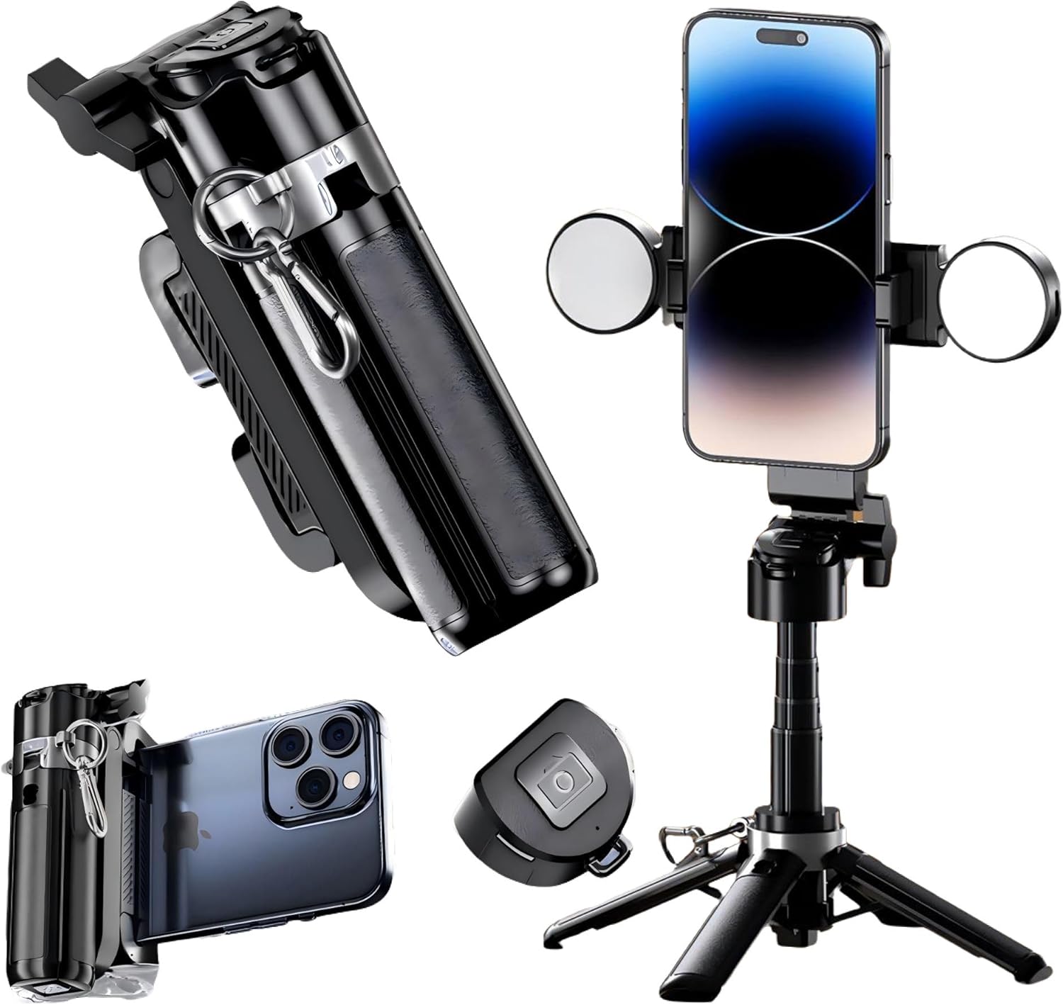 Mini Selfie Stick Tripod Stand for iPhone ,6-Section Adjustable Height Extension…: Hero Images