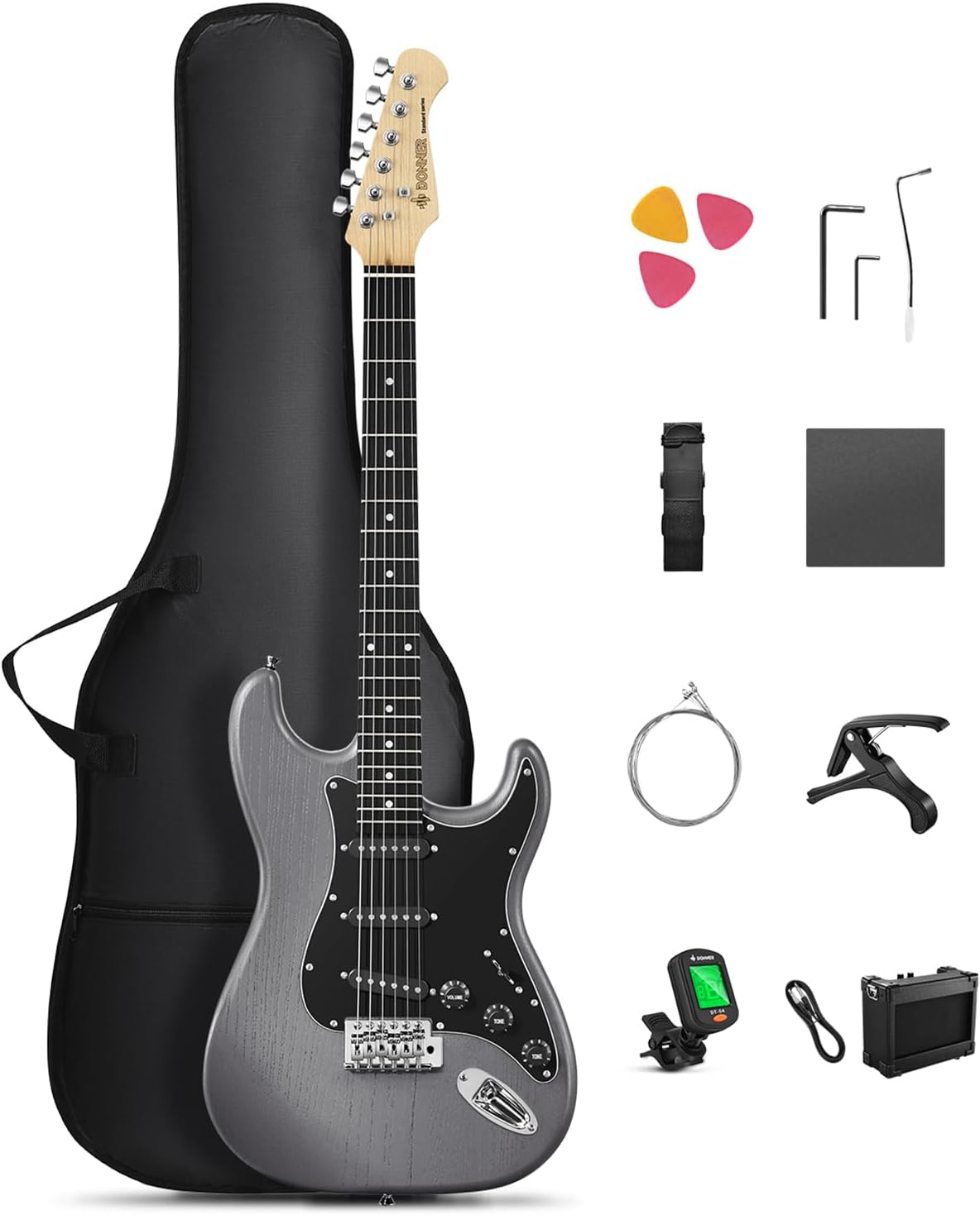 DONNER DST-80 Electric Guitar 39” Beginner Electric Guitar Kit with Amp: Hero Images