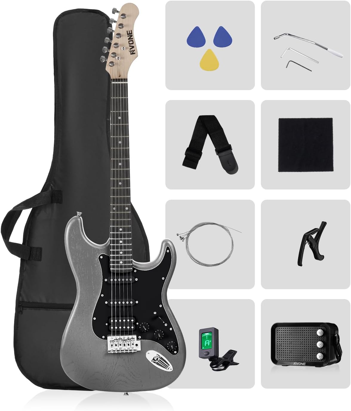 RST-150 39" Beginner Electric Guitar Kit with Amp & HSS Pickups: Hero Images