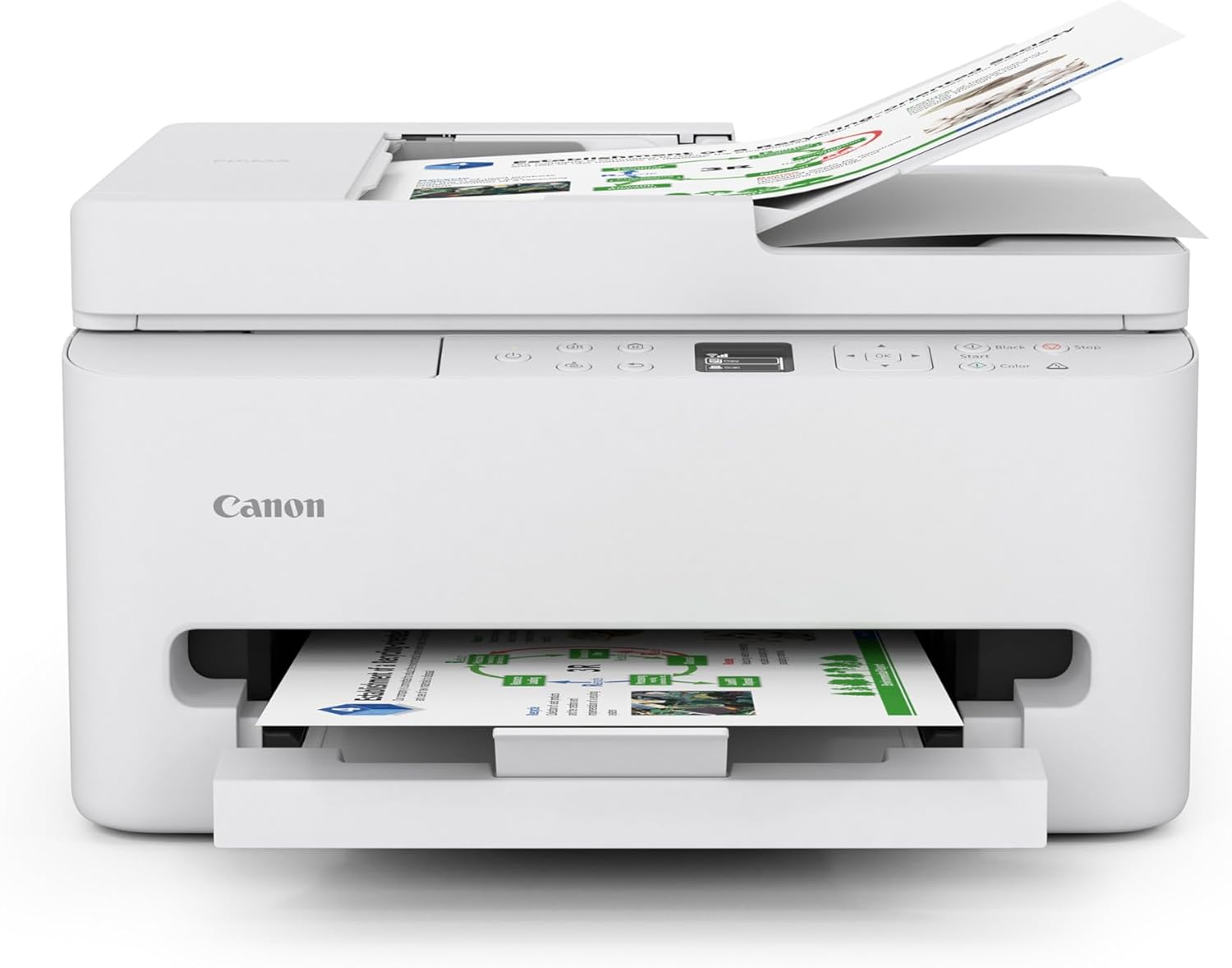 Shows the complete product to give shoppers a clear view of the printer's design and features.