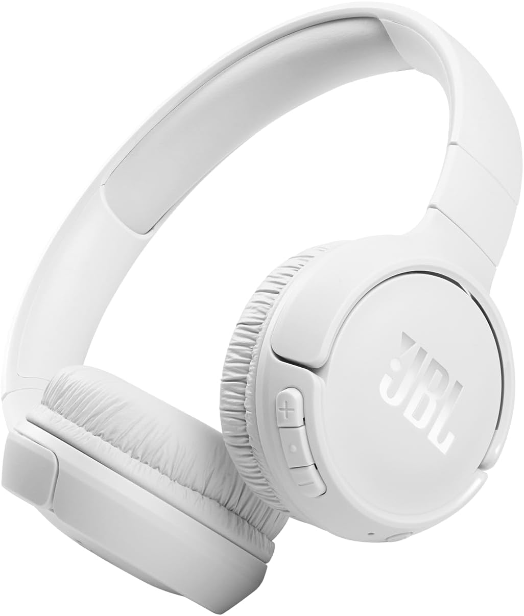 Showcases the sleek, white wireless headphones design to attract potential buyers looking for a modern audio accessory.
