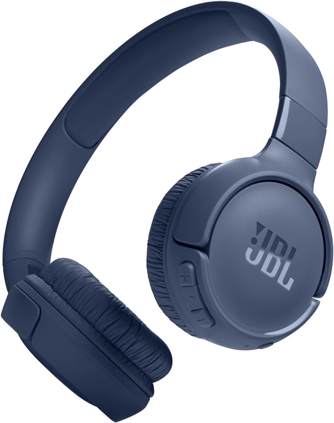 Showcases the sleek design and color of the JBL wireless headphones, highlighting their modern aesthetic and brand identity.