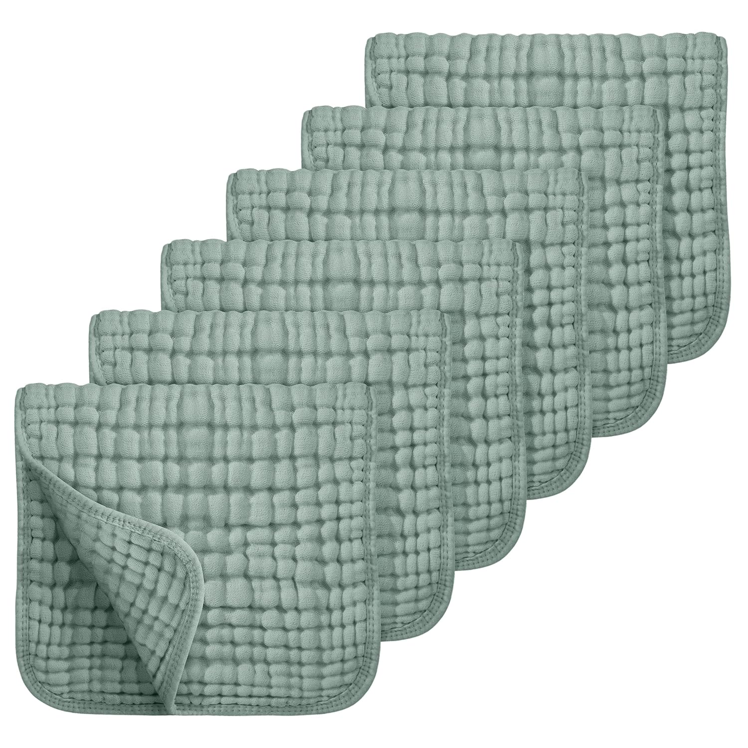 Showcases a set of identical textured cloths or towels, emphasizing the product's quantity and unique surface pattern.