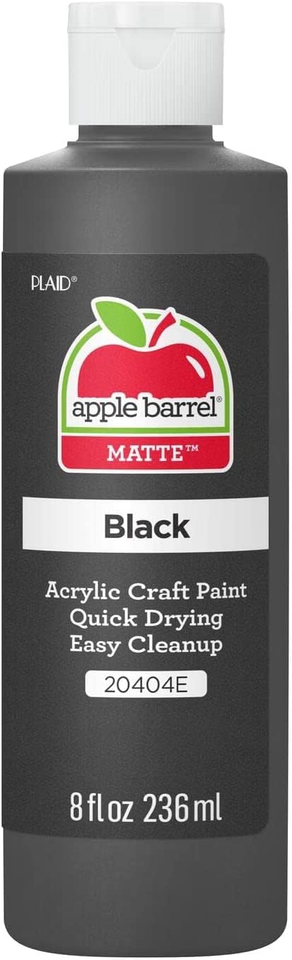 Clearly displays the product - a bottle of black acrylic craft paint - to show shoppers exactly what they're purchasing.