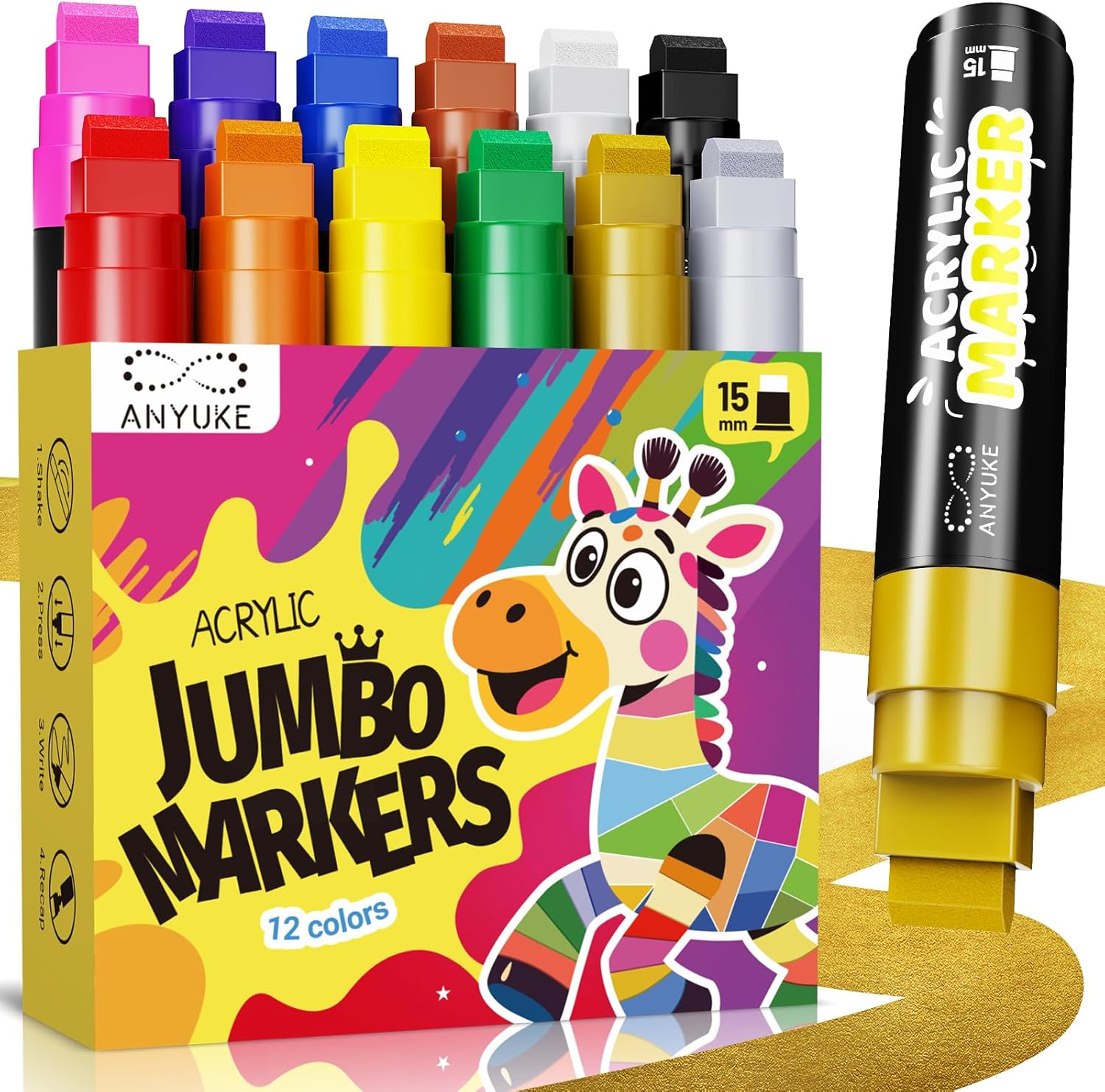 Hero Images for 12 Colors Jumbo Acrylic Paint Markers