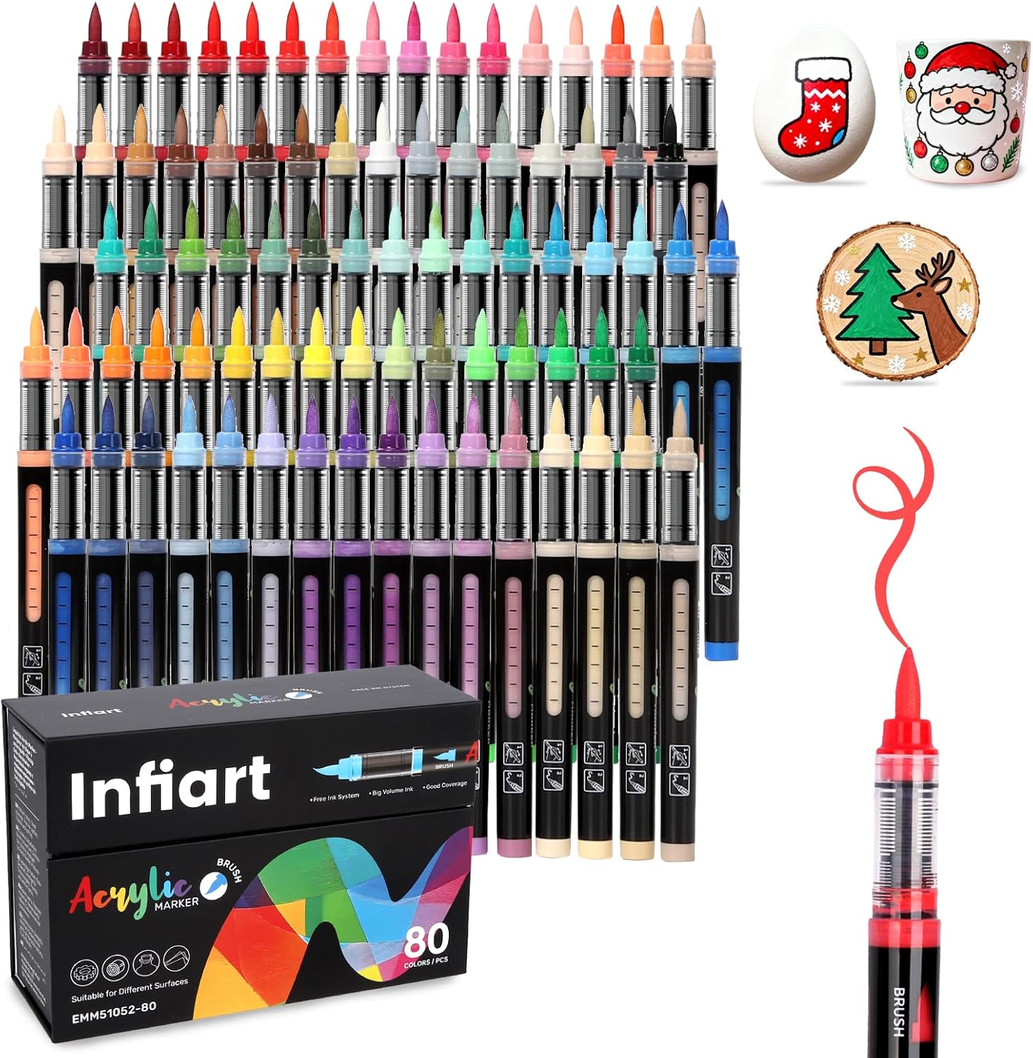 80 Colors Acrylic Paint Markers Brush Tip: Hero Images
