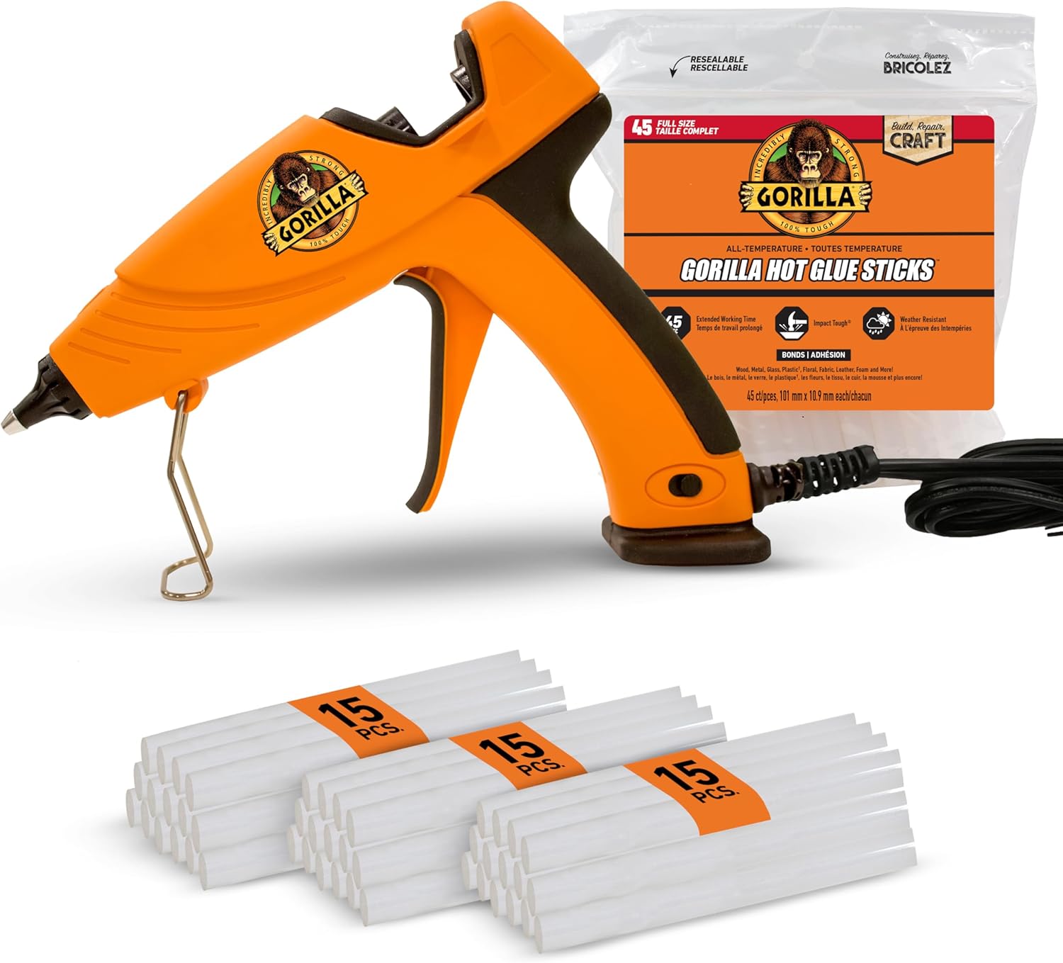 Hero Images for Gorilla Hot Glue Gun Kit (Pack of 1 Full Size Hot Glue Gun and 45 Sticks)