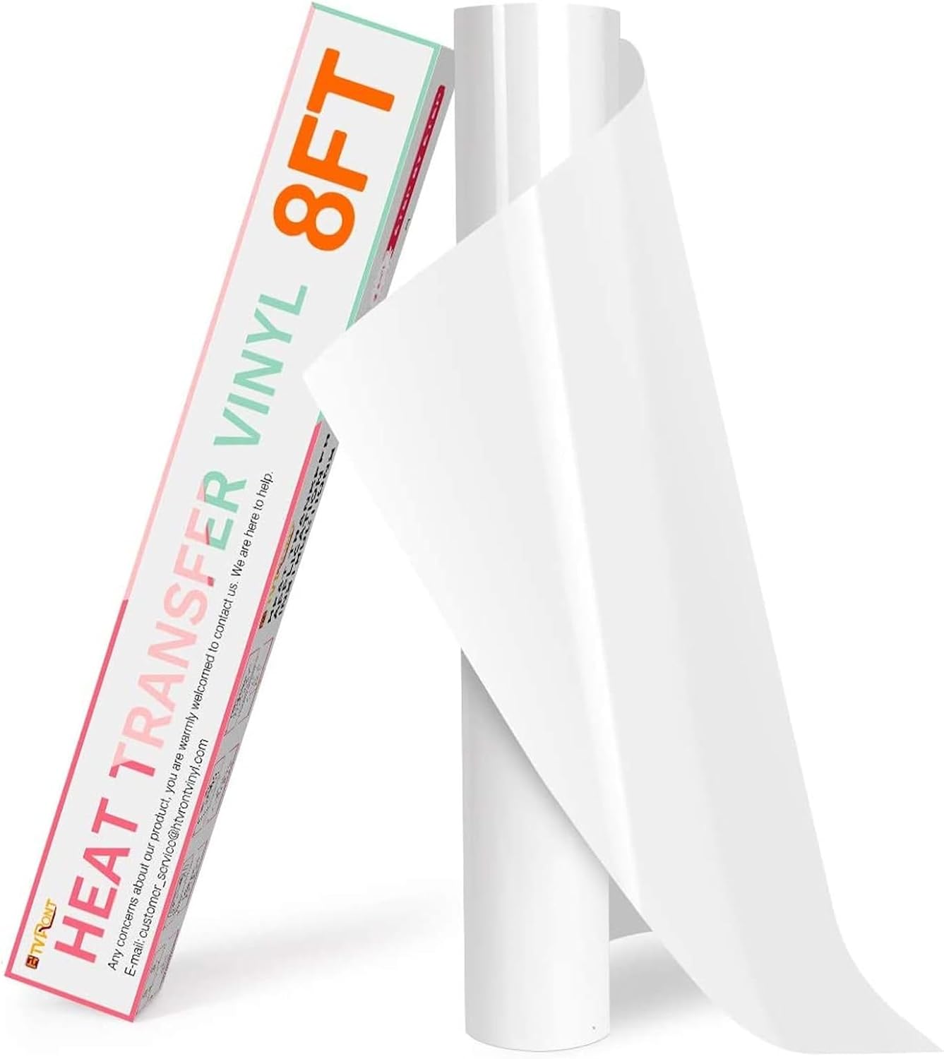 Shows the product clearly against a white background, allowing customers to see the vinyl roll and its packaging. Displays the product alongside its retail packaging to communicate brand identity…