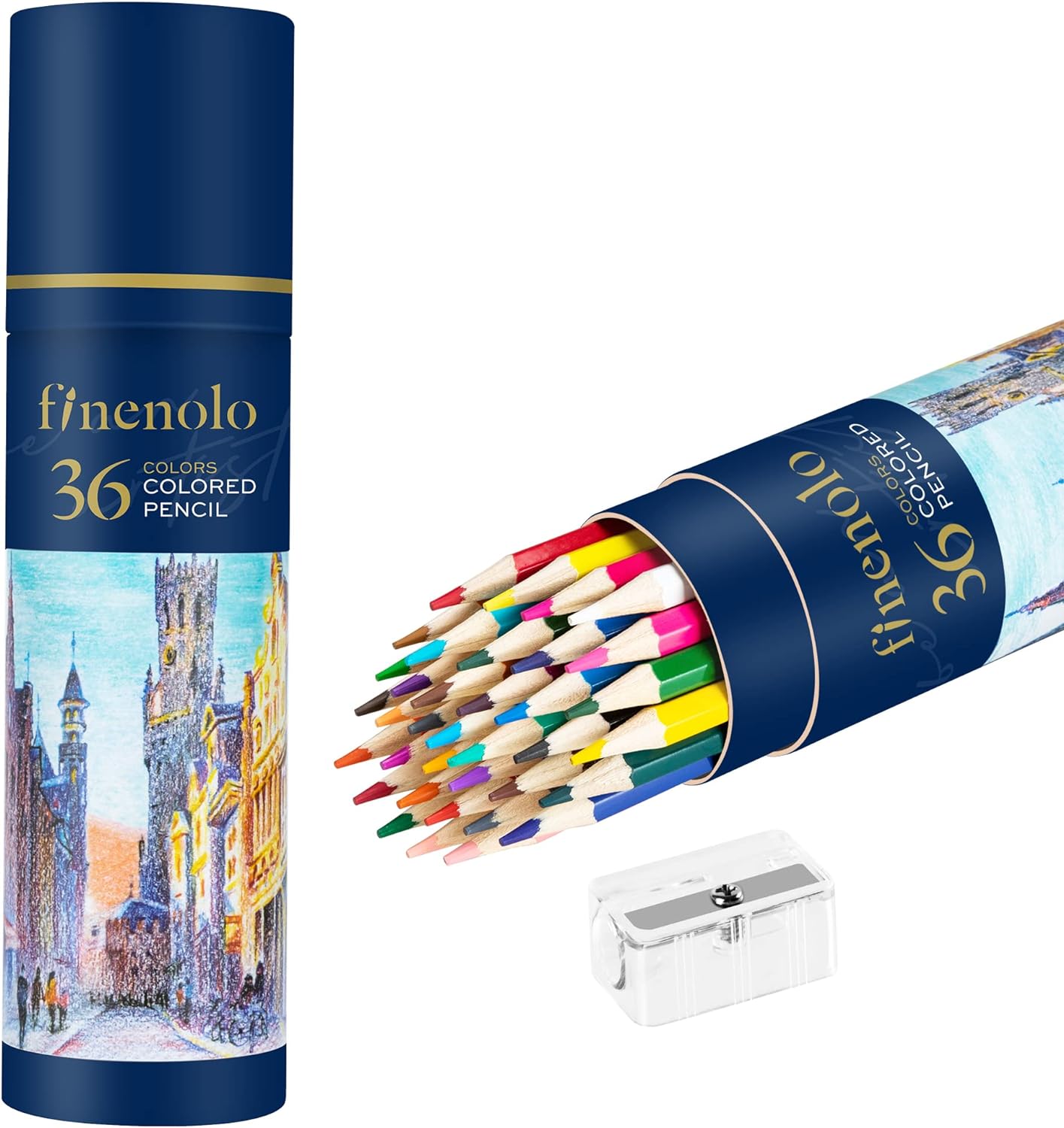 Showcases the product packaging and contents to highlight the variety of colors included in the set. Displays the attractive packaging design to appeal to artists and emphasize the premium nature of…