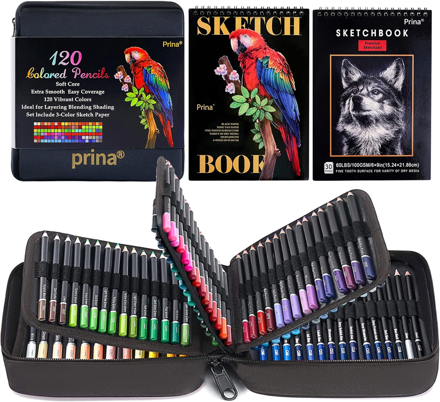 PRINA Art Supplies 120 Colors Colored Pencils Set for Adults Coloring Books with…: Hero Images