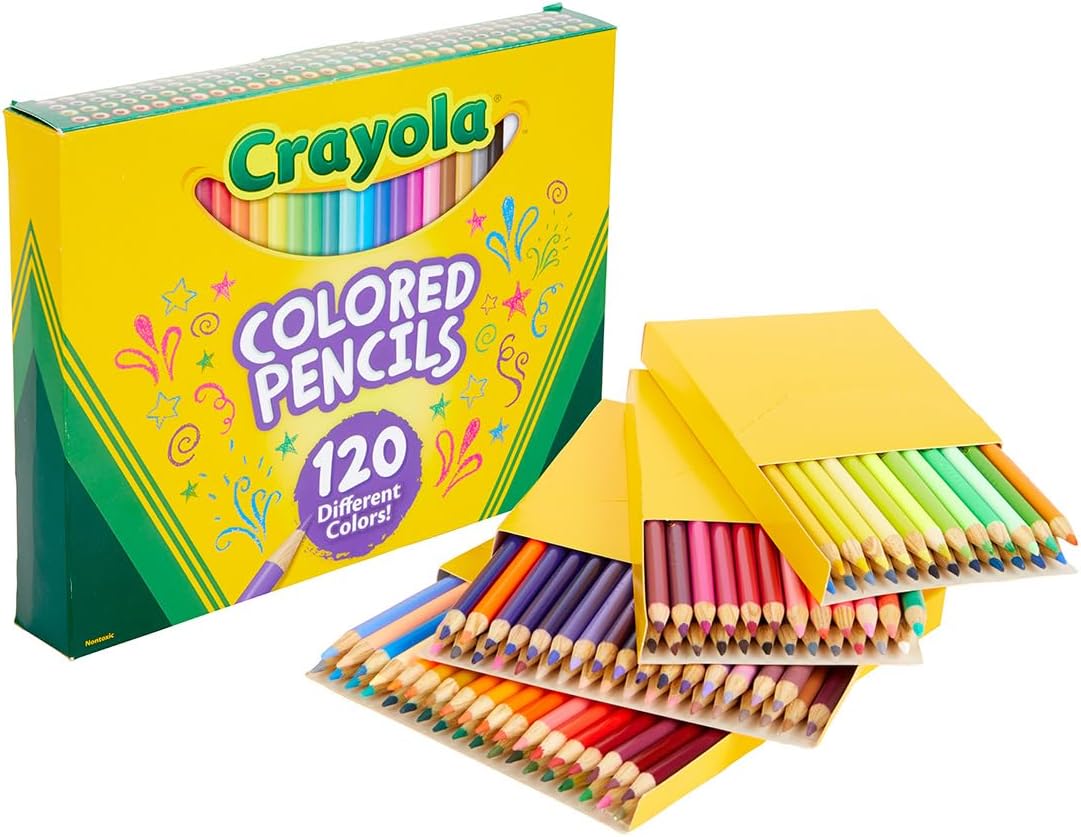 Showcases the large variety of colored pencils available in the set, emphasizing the wide range of color options for creative projects.