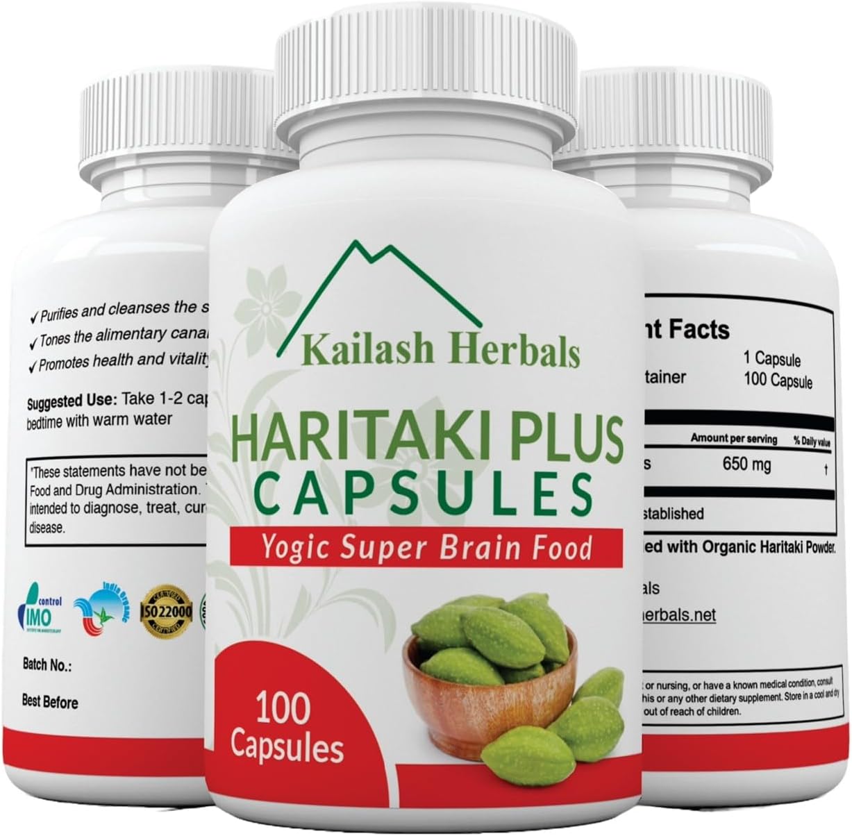 Showcases the product's packaging to clearly identify the supplement and its key features. Displays the product bottle alongside an image of the herbal ingredient to reinforce its natural composition.