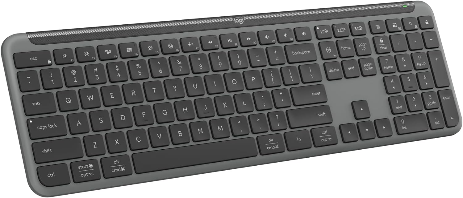 Showcases the complete keyboard design with all keys clearly visible, allowing potential buyers to see the full layout and functionality.