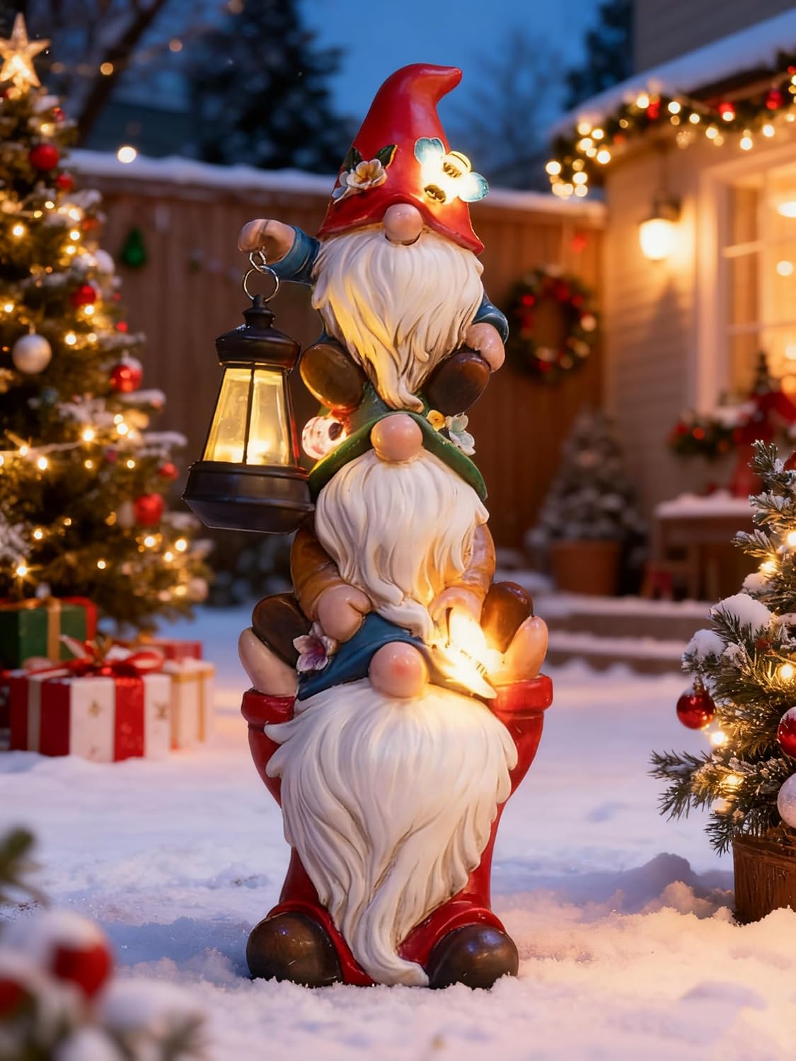 Showcases the product as a festive outdoor Christmas decoration, highlighting its ability to create a magical holiday atmosphere.