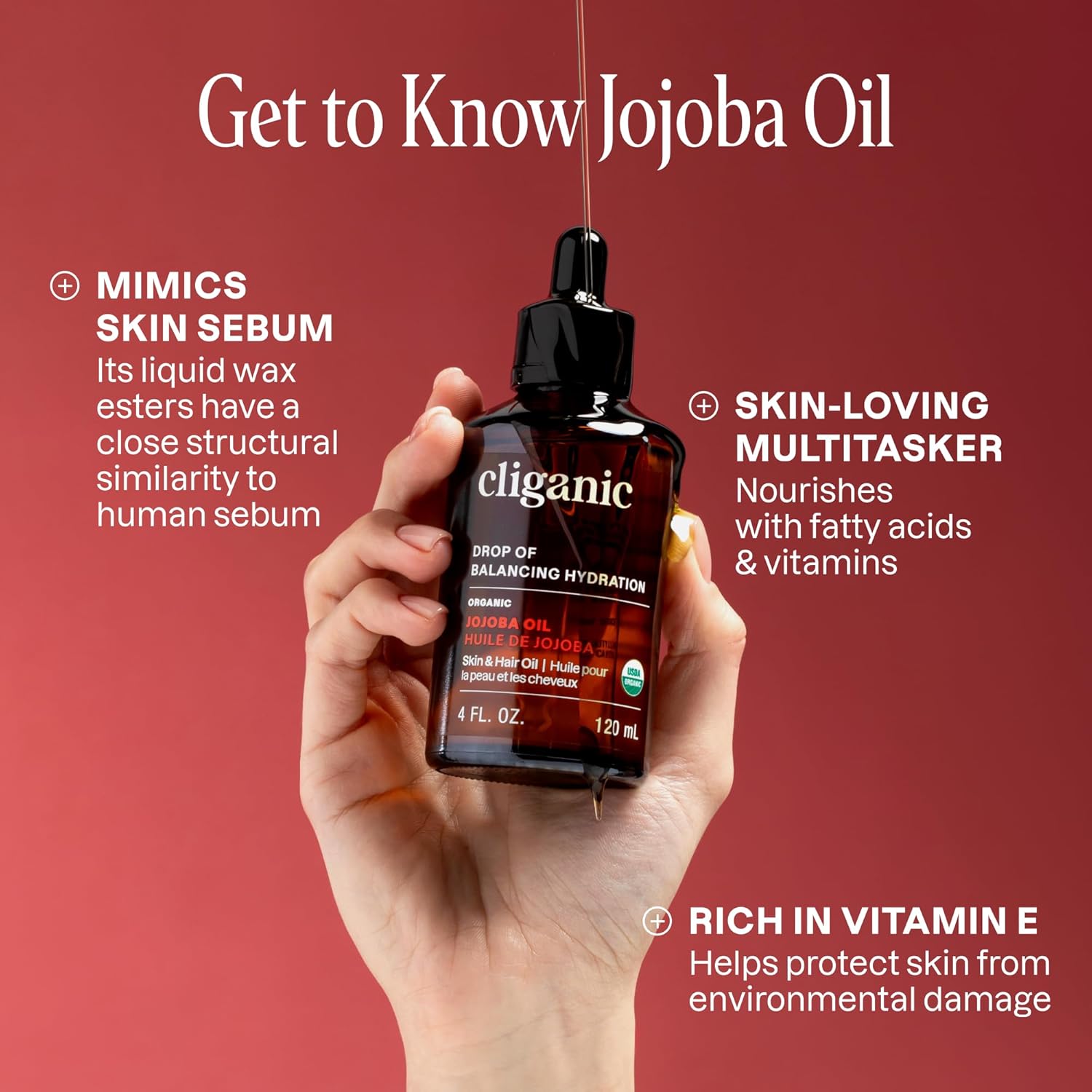 Cliganic Organic Jojoba Oil 16oz with Pump: Infographics
