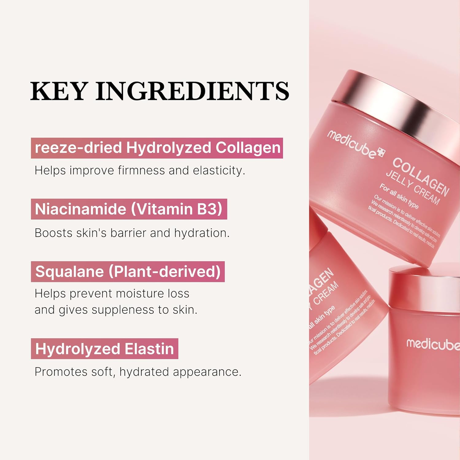 medicube Collagen Jelly Cream- Niacinamide & Freeze-Dried Hydrolyzed Collagen-Boosts…: Single Feature / Benefit Secondary Images