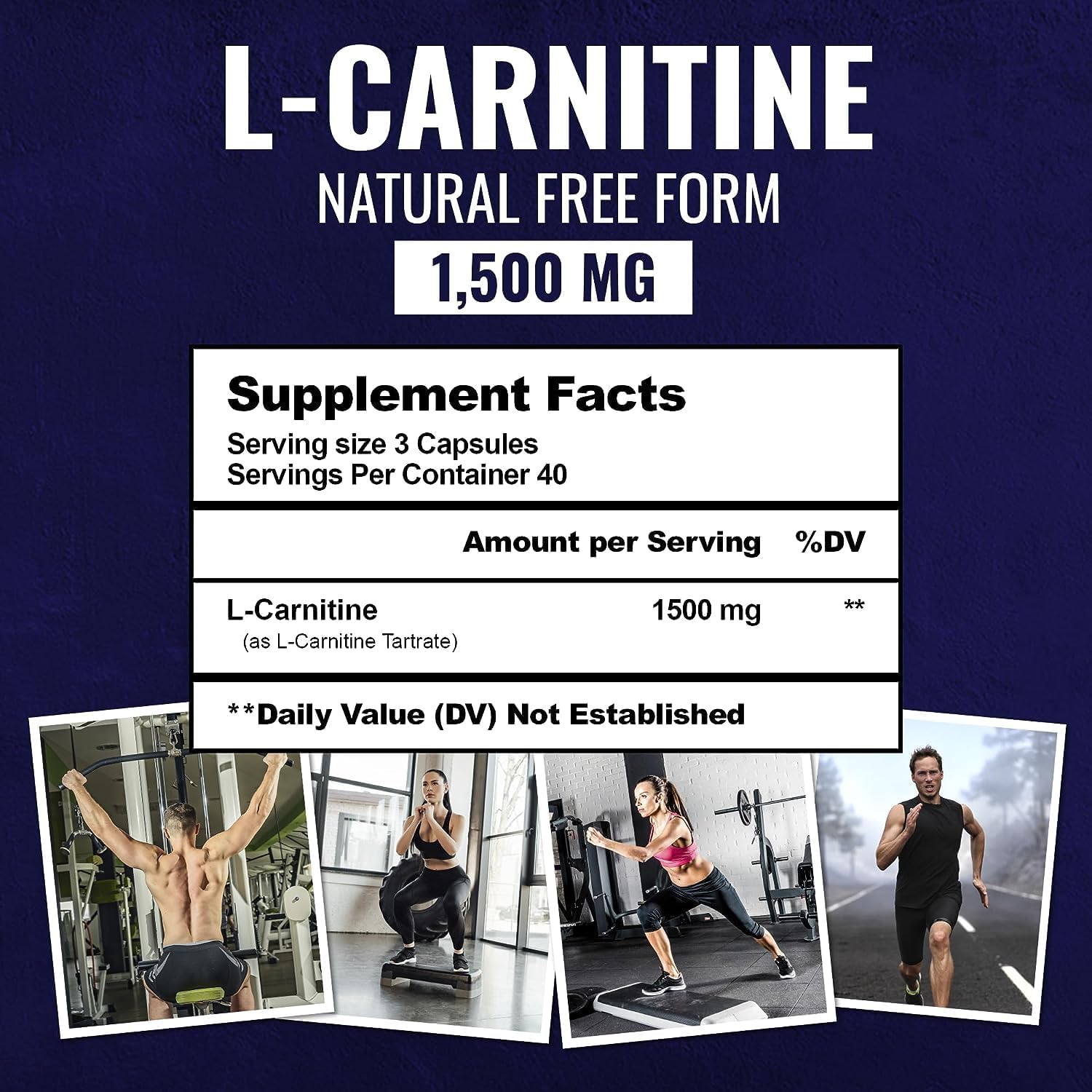 Premium L-Carnitine Tartrate Supplement: Single Feature / Benefit Secondary Images