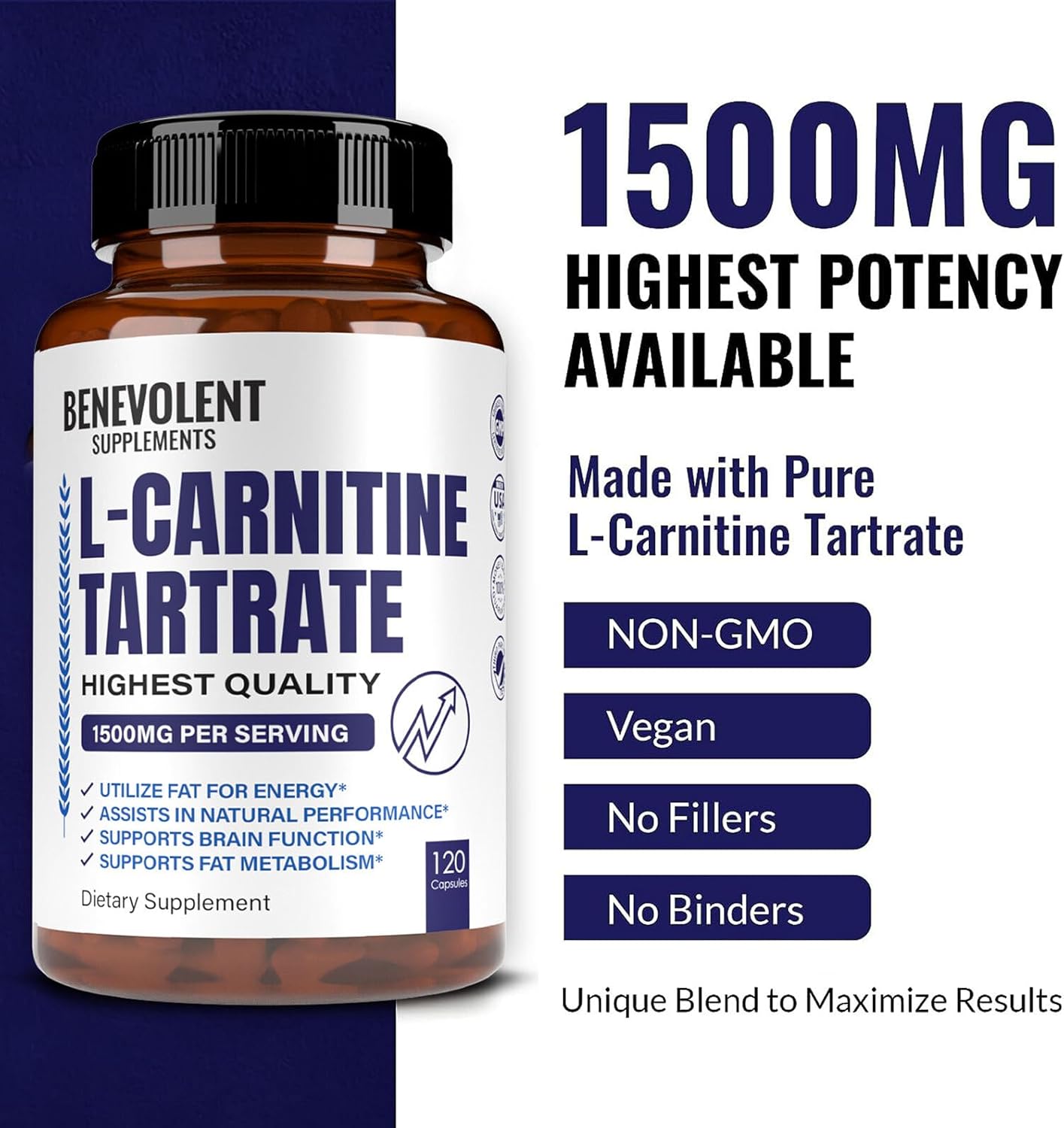 Premium L-Carnitine Tartrate Supplement: Single Feature / Benefit Secondary Images