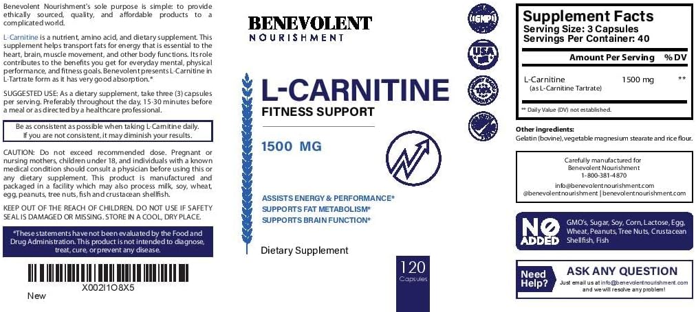 Premium L-Carnitine Tartrate Supplement: Single Feature / Benefit Secondary Images