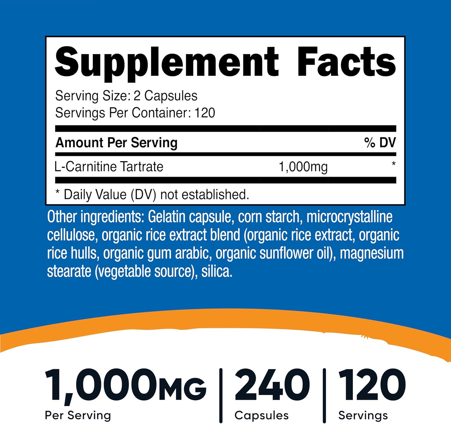 Nutricost L-Carnitine Tartrate 1,000mg: Inclusions Secondary Images