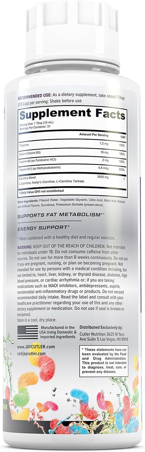 Cutler Nutrition Liquid L-Carnitine Supplement with Acetyl L-Carnitine & L-Carnitine…: Single Feature / Benefit Secondary Images
