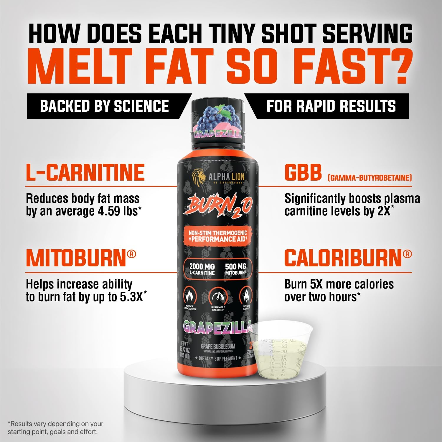 ALPHA LION Burn2O L-Carnitine Liquid 2000mg: Single Feature / Benefit Secondary Images