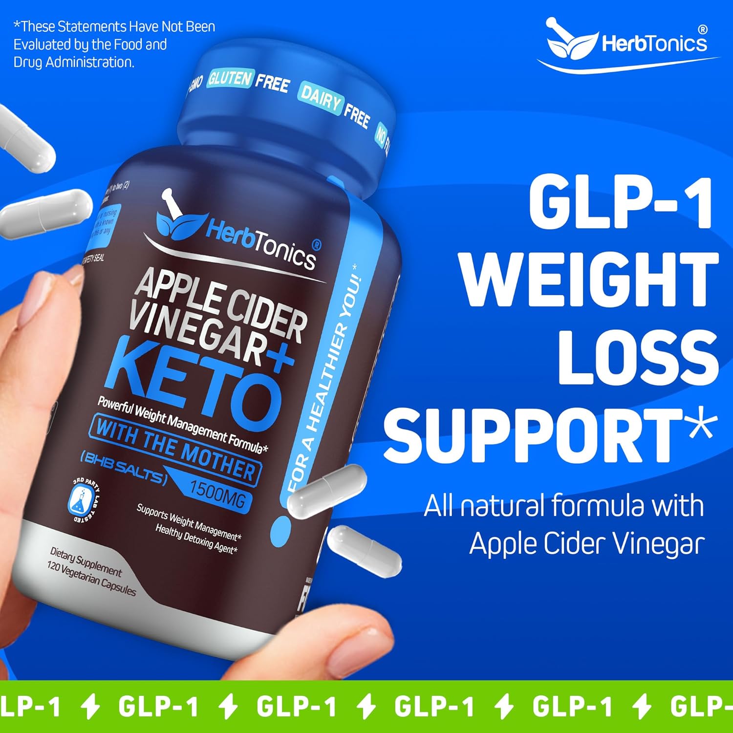 Herbtonics Apple Cider Vinegar with Keto BHB Salts: Single Feature / Benefit Secondary Images
