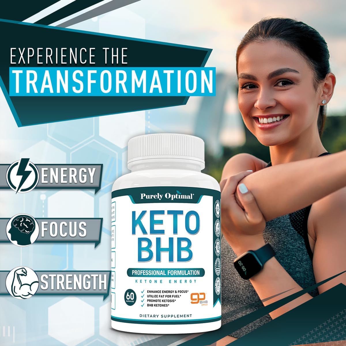 Purely Optimal Keto BHB Exogenous Ketones Supplement: Single Feature / Benefit Secondary Images