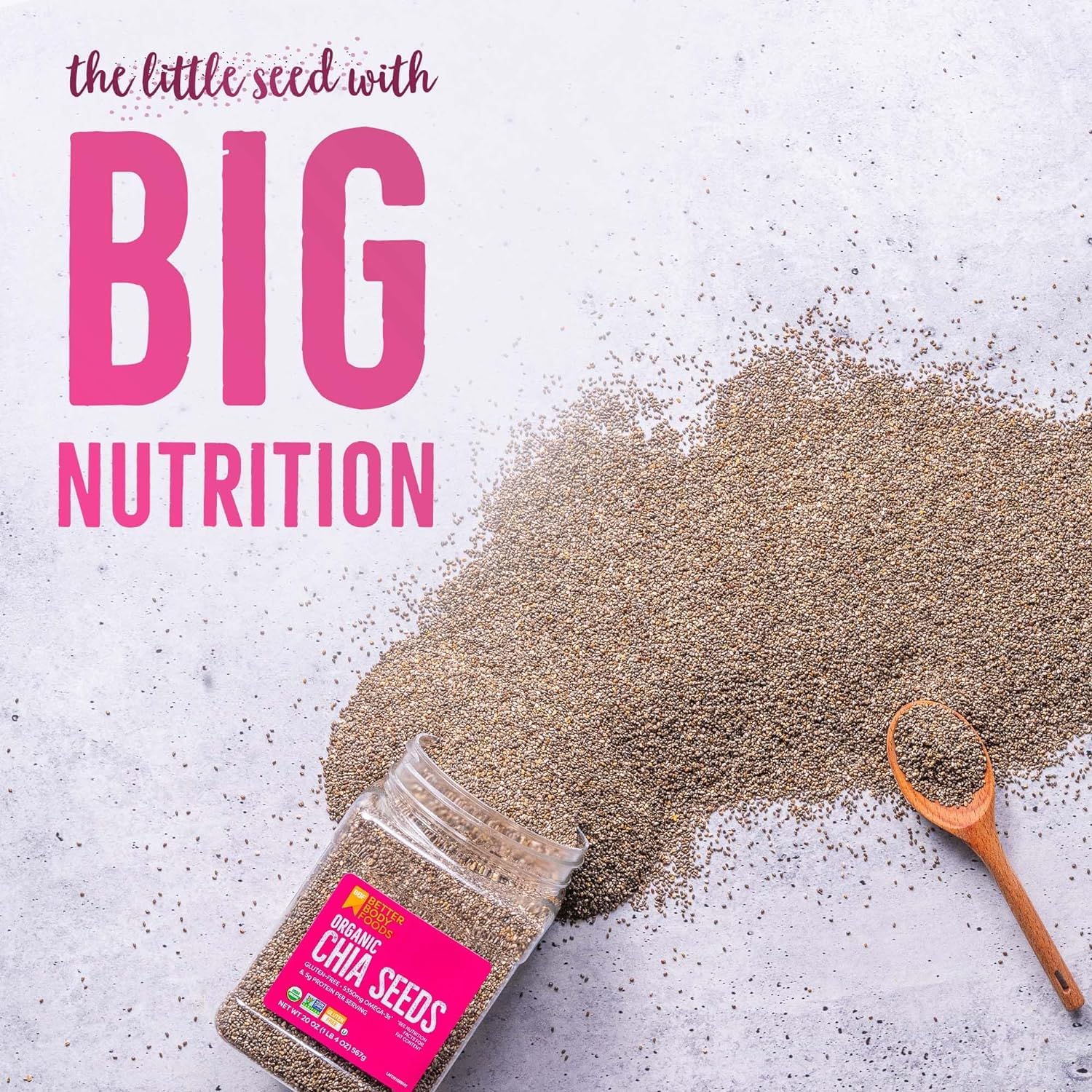 BetterBody Foods Organic Chia Seeds 2 lbs: Single Feature / Benefit Secondary Images