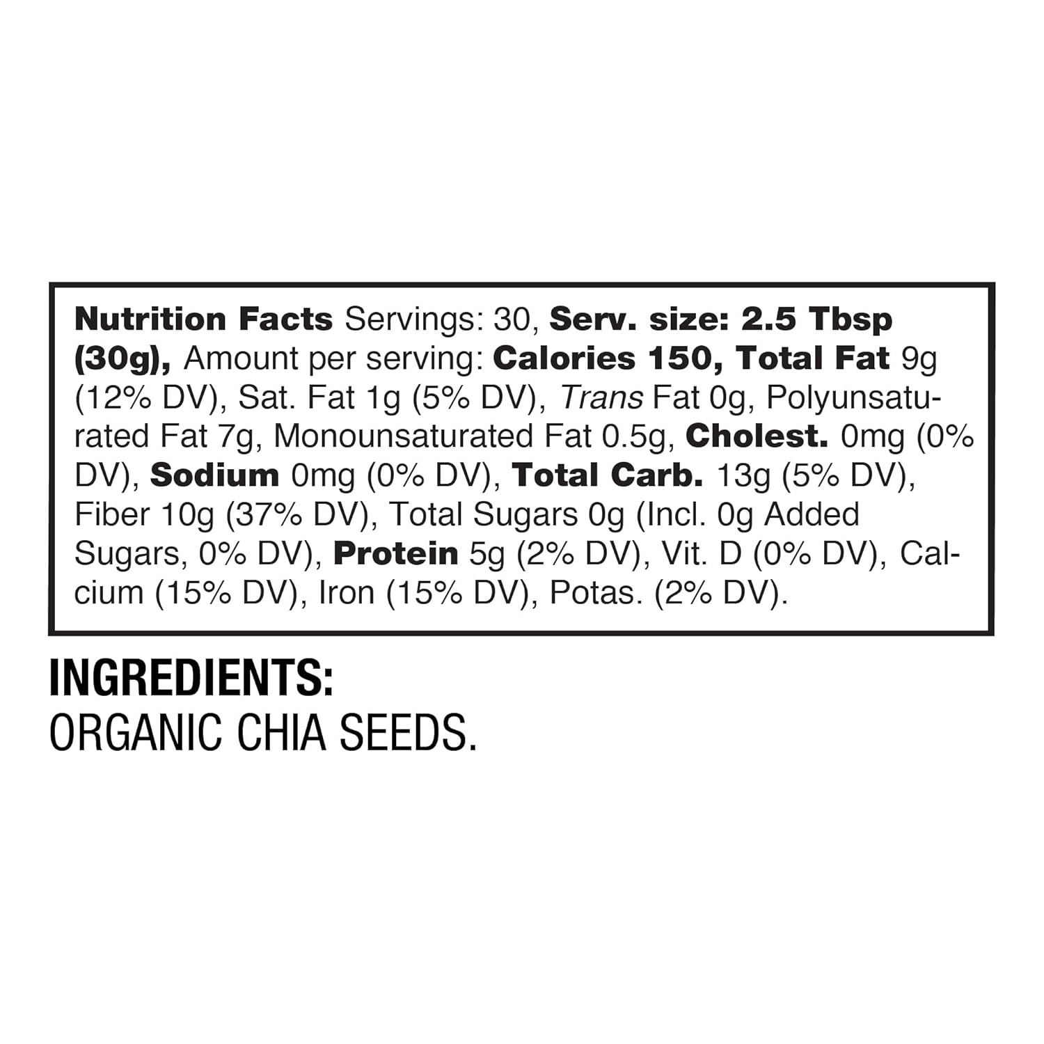 BetterBody Foods Organic Chia Seeds 2 lbs: Safety / Compatibility Secondary Images