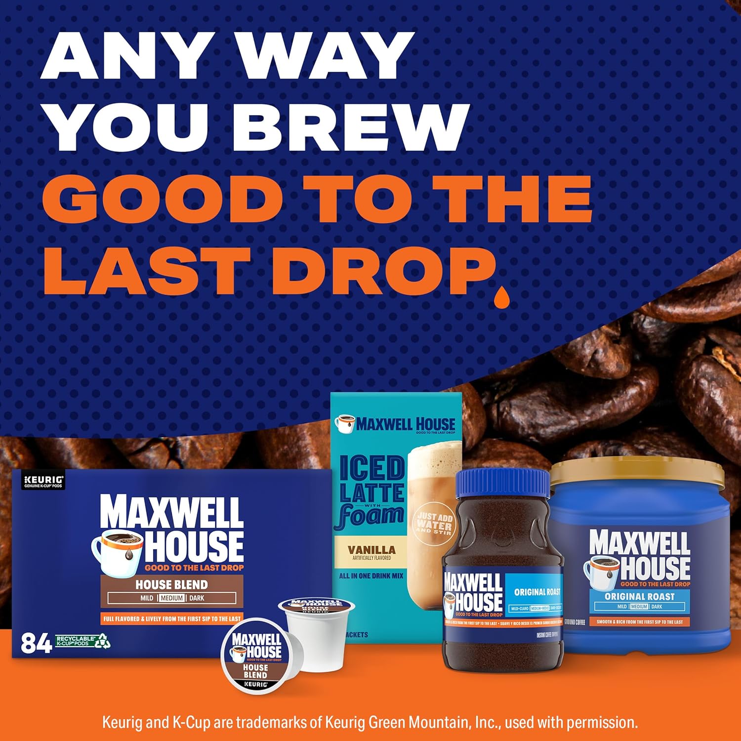 Maxwell House House Blend Medium Roast K-Cup Coffee Pods: Multi Feature / Benefit Secondary Images