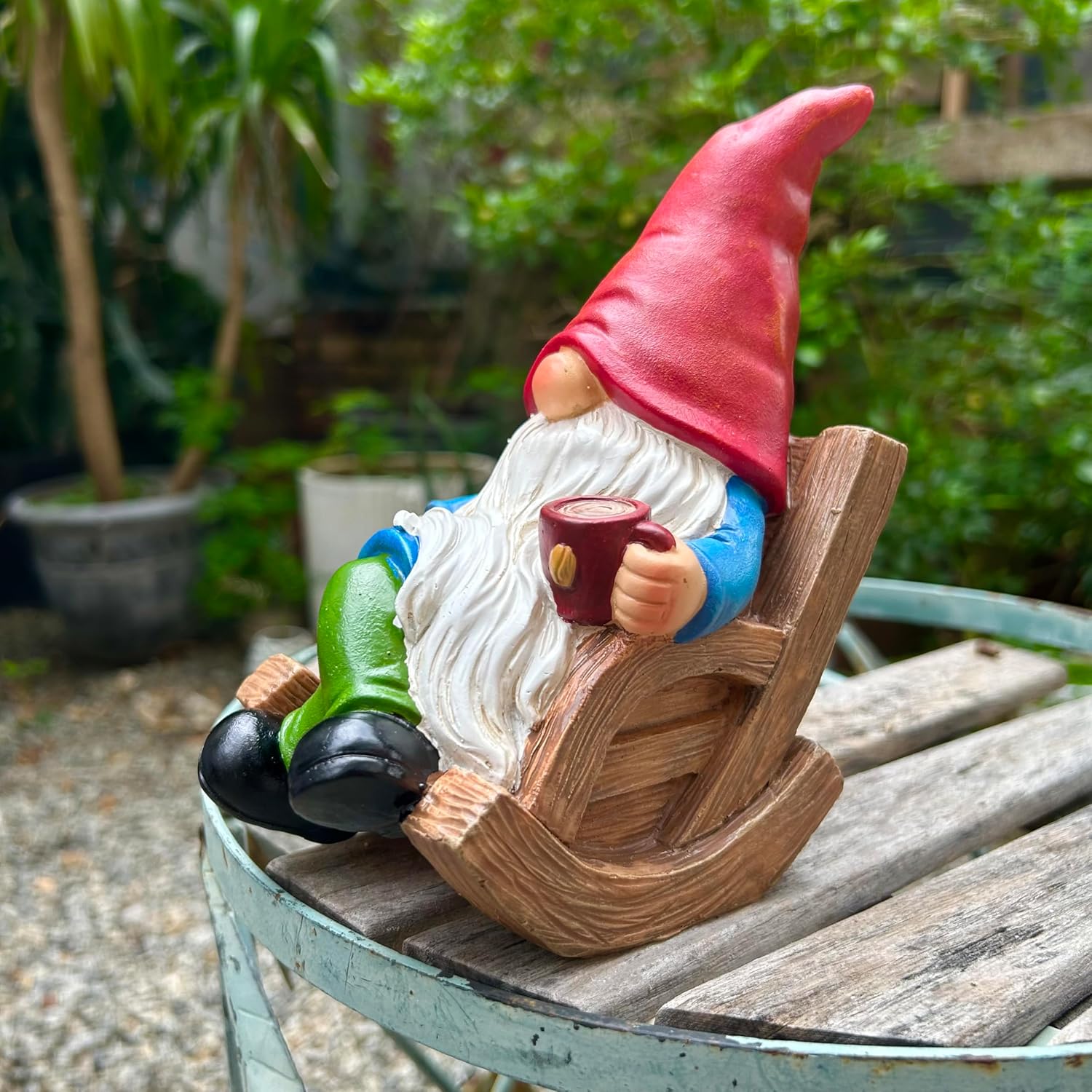 Shows the product in a realistic outdoor setting to demonstrate how it can be used as a decorative element in gardens or patios.