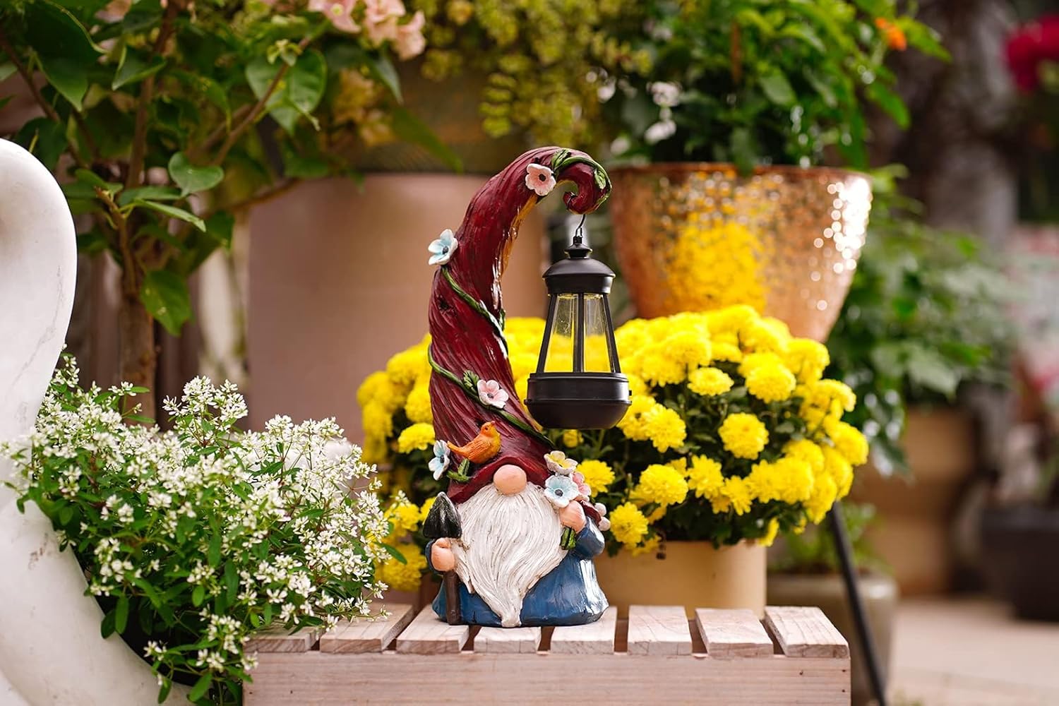 Showcases the product in a real-world garden setting to demonstrate how it enhances outdoor spaces.
