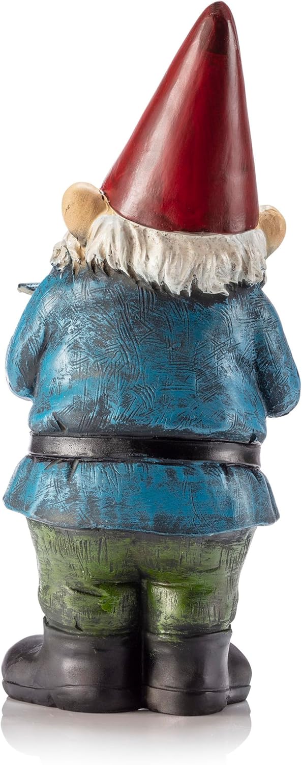 Showcases a festive garden gnome figurine to appeal to customers looking for seasonal outdoor decorations.