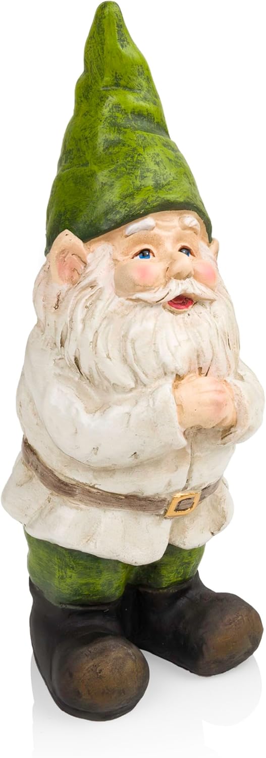Shows a decorative garden gnome to appeal to customers interested in whimsical outdoor decor.