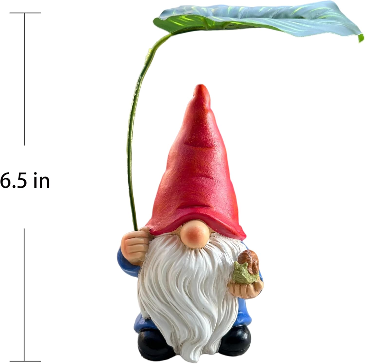 Shows the exact height of the garden gnome figurine to help customers understand its size and suitability for their space.